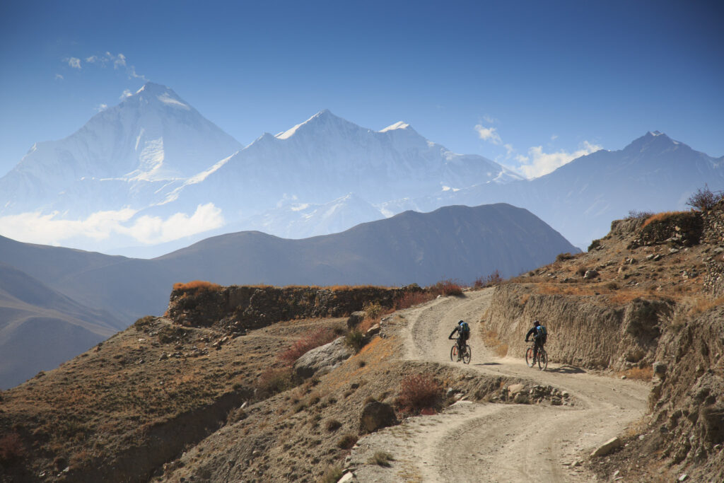 Showing the mountain bike trails between Muktinath and Jomsom