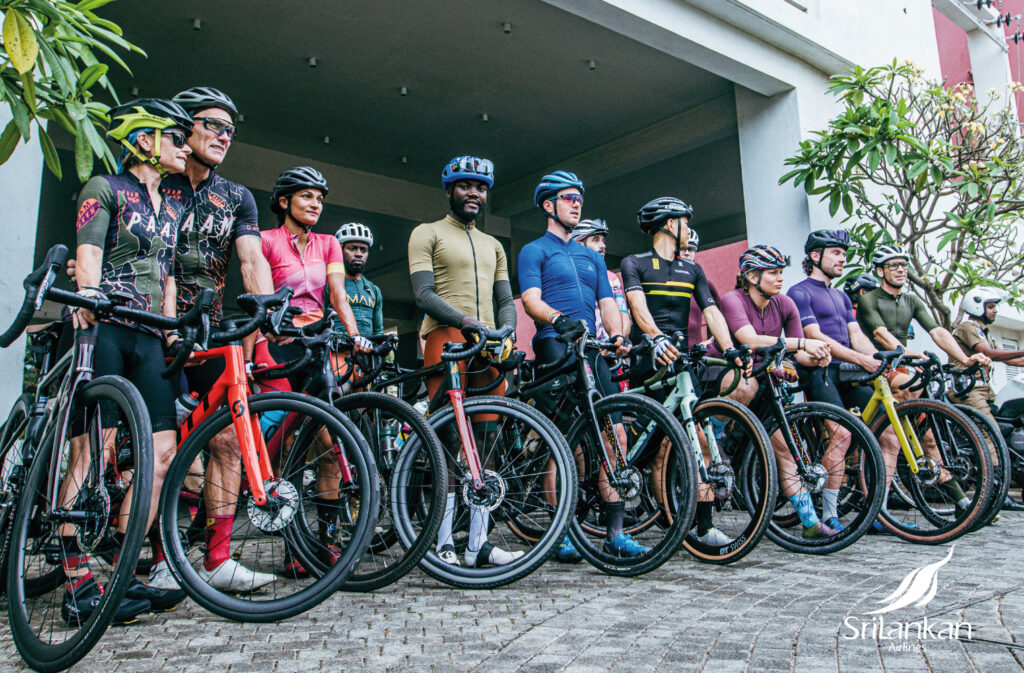 Cyclists outside Jetwing Jaffna hotel