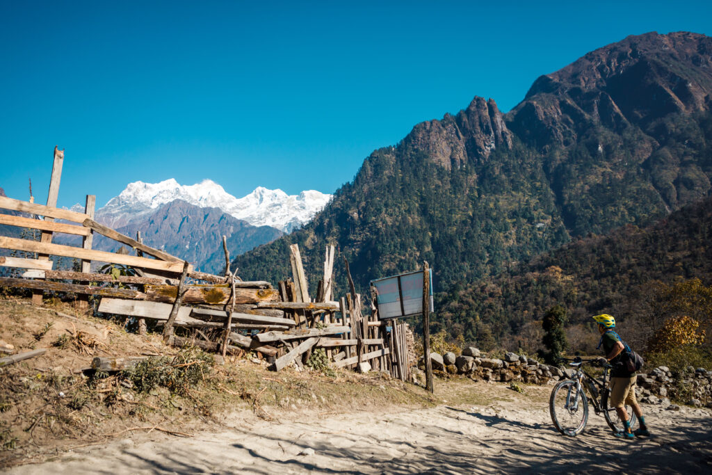Pushing bike in Nepal